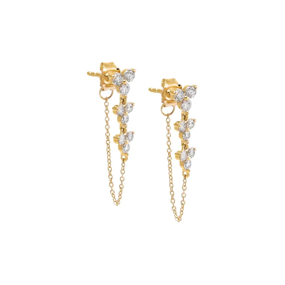 Triple Diamond Trio Cluser Front Back Stud Earring 14K sold by Adina Eden's