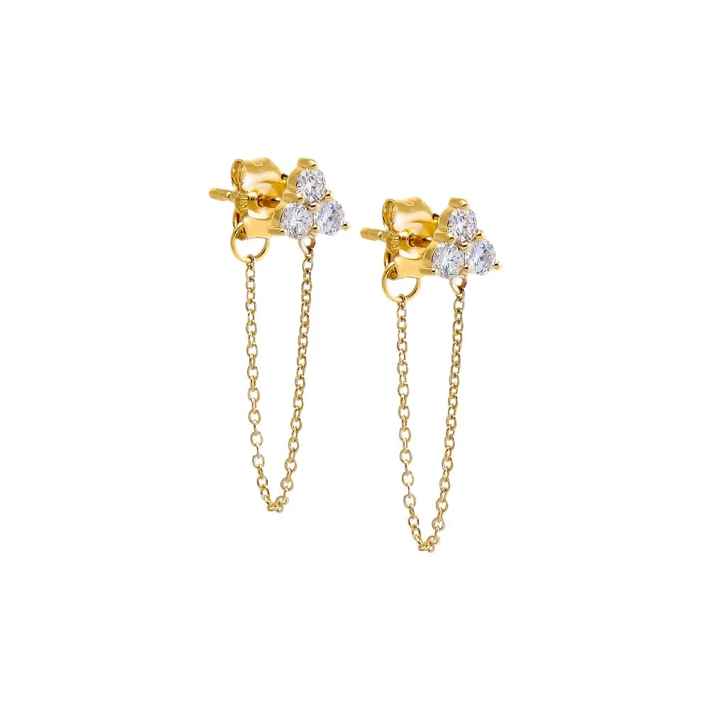 Diamond Trio Cluster Mini Front Back Stud Earring 14K sold by Adina Eden's