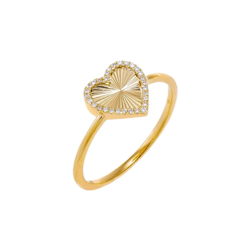 Diamond Pave Ridged Heart Ring 14K sold by Adina Eden's