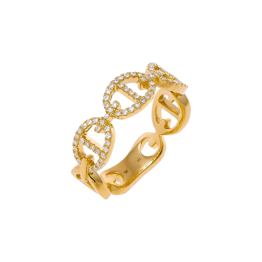 Diamond Pave Mariner Band Ring 14K sold by Adina Eden's