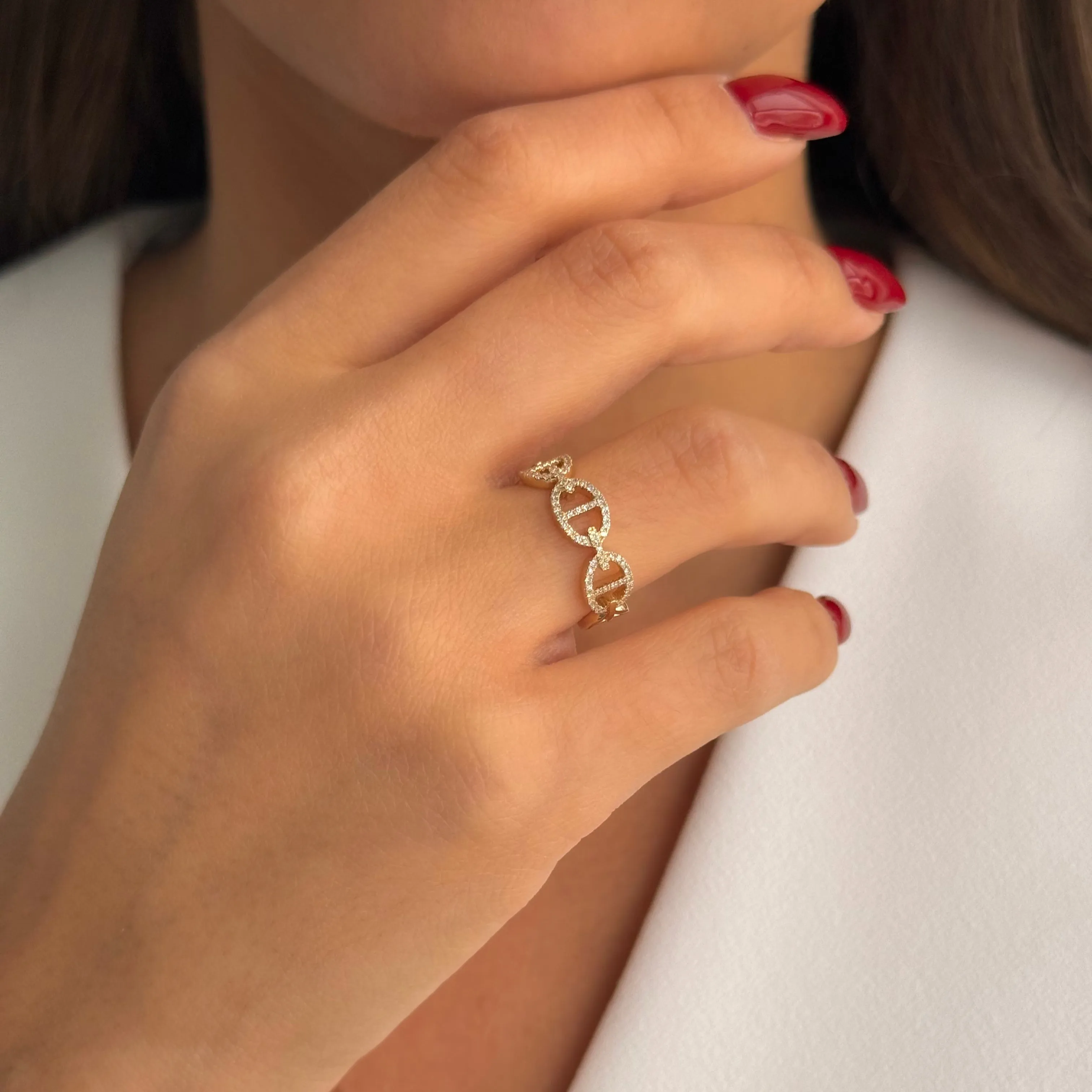 Diamond Pave Mariner Band Ring 14K sold by Adina Eden's product image thumbnail 2