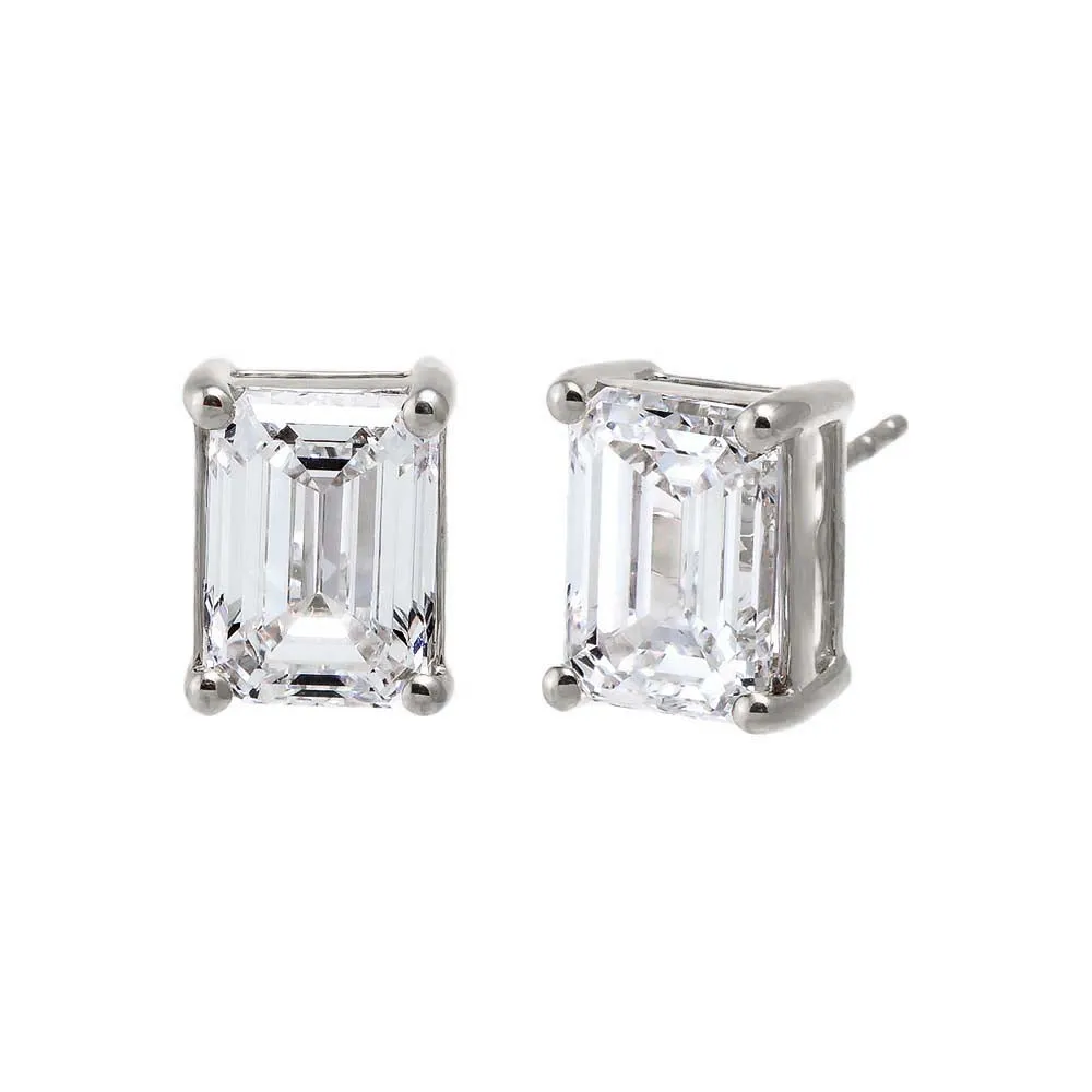 Lab Grown Diamond 6 Carat Emerald Stud Earring 14K sold by Adina Eden's product image thumbnail 2