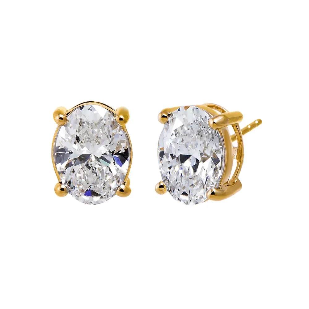 Lab Grown Diamond 6 Carat Oval Stud Earring sold by Adina Eden's