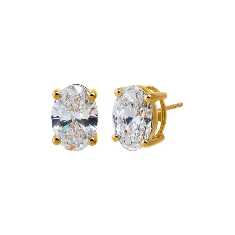 Lab Grown Diamond 4 Carat Oval Stud Earring sold by Adina Eden's