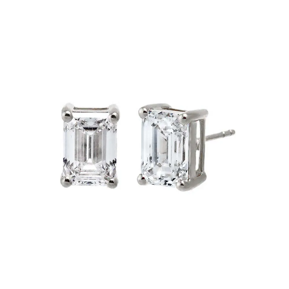 Lab Grown Diamond 4 Carat Emerald Stud Earring 14K sold by Adina Eden's product image thumbnail 2
