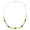 Multi Malachite Stone Bar Half Tennis Chain Necklace sold by Adina Eden's