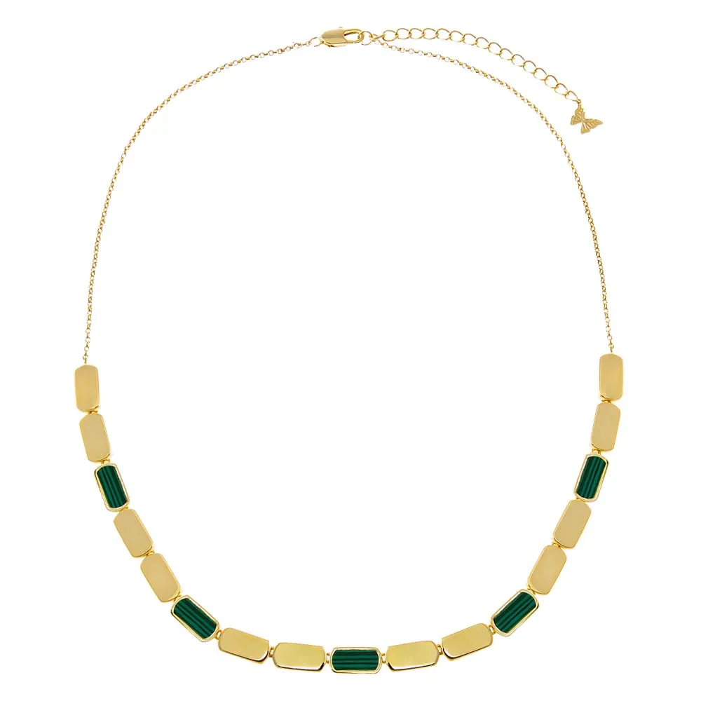 Multi Malachite Stone Bar Half Tennis Chain Necklace sold by Adina Eden's product image thumbnail 2