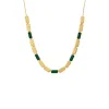 Multi Malachite Stone Bar Half Tennis Chain Necklace sold by Adina Eden's