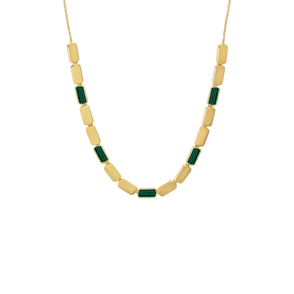 Multi Malachite Stone Bar Half Tennis Chain Necklace sold by Adina Eden's