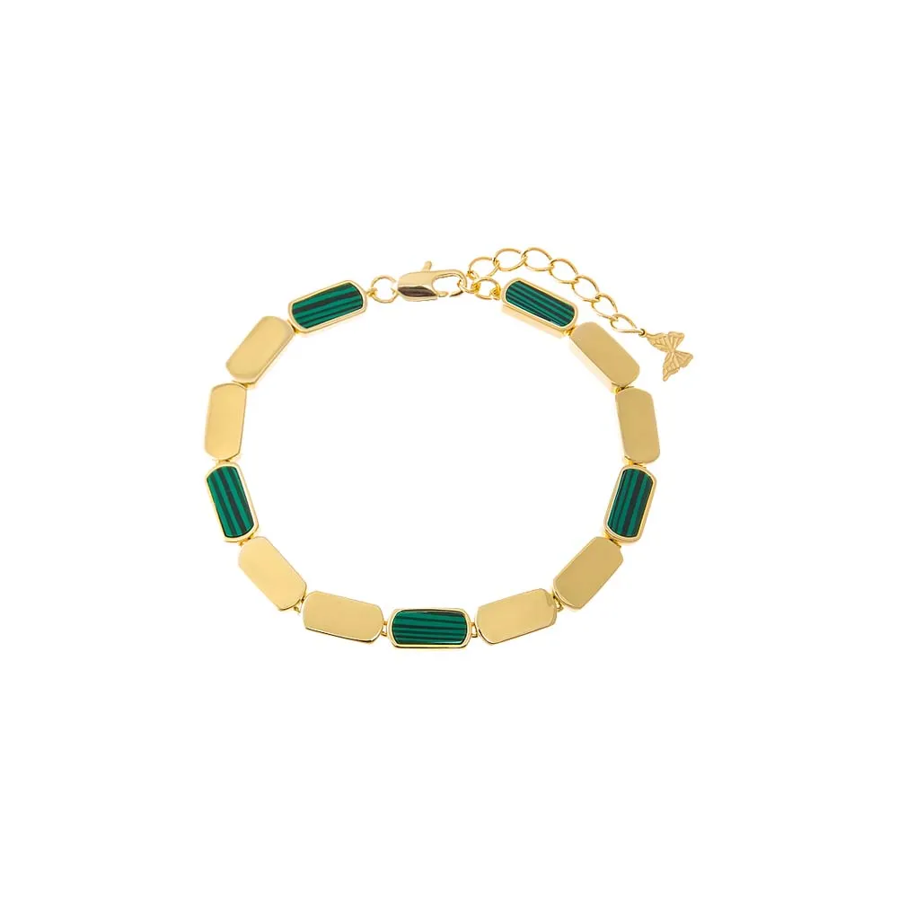 Multi Malachite Stone Bar Tennis Bracelet sold by Adina Eden's