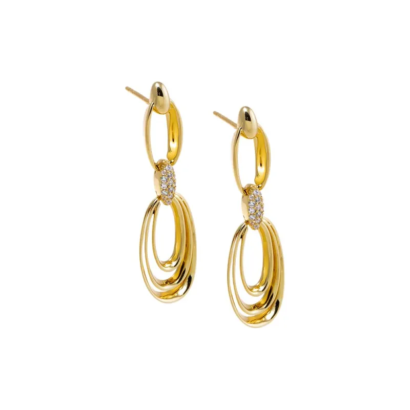 Fancy Pave Accented Open Oval Drop Stud Earring sold by Adina Eden's