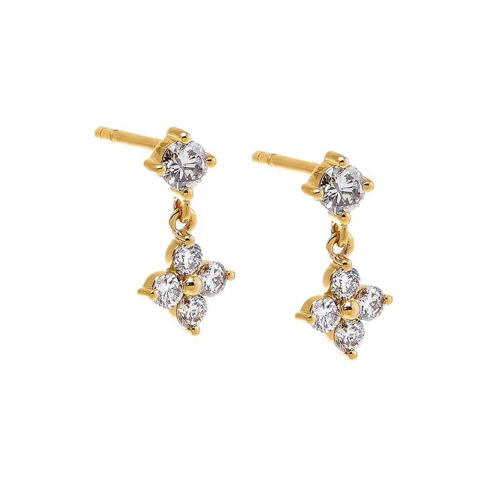 Diamond Flower Shaker Stud Earring 14K sold by Adina Eden's