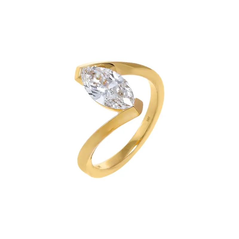 Lab Grown Diamond Floating Marquise Ring 14K sold by Adina Eden's