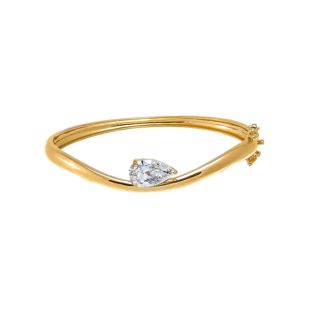 Lab Grown Diamond Pear Curved Bangle Bracelet 14K sold by Adina Eden's