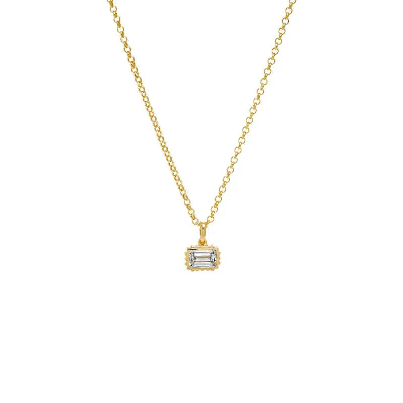 Lab Grown Diamond Bezel Emerald Charm Necklace 14K sold by Adina Eden's