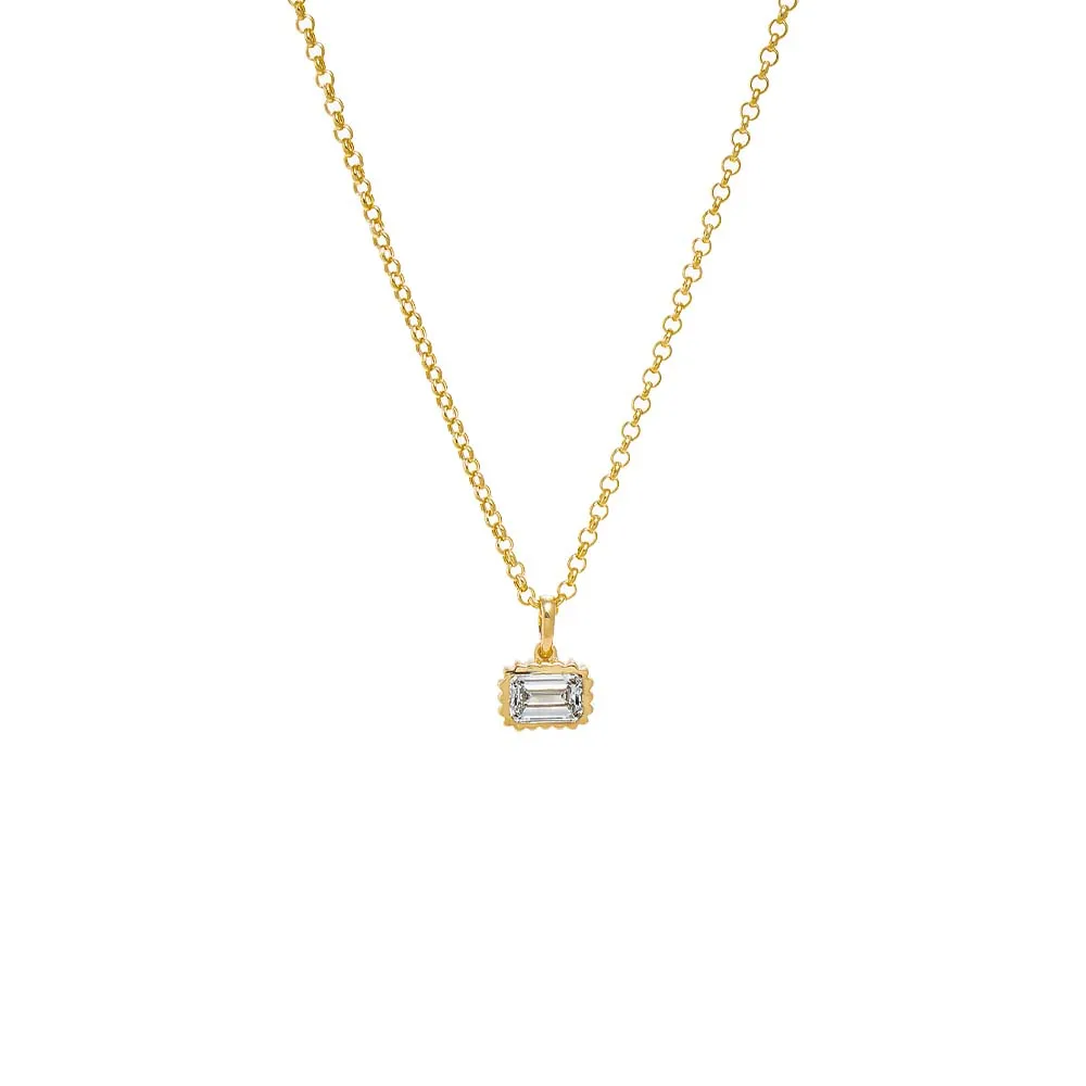 Lab Grown Diamond Bezel Emerald Charm Necklace 14K sold by Adina Eden's