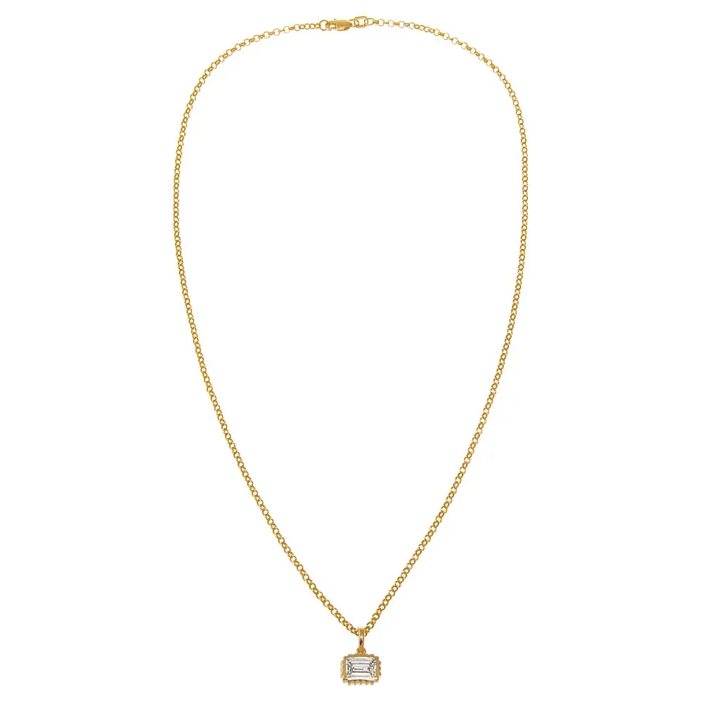 Lab Grown Diamond Bezel Emerald Charm Necklace 14K sold by Adina Eden's product image thumbnail 2