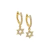 Diamond Pave Dangling Star Of David Huggie Earring 14K sold by Adina Eden's