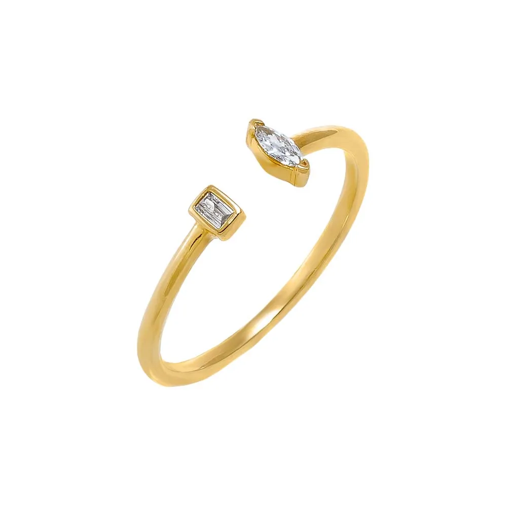 Diamond Baguette X Marquise Claw Ring 14K sold by Adina Eden's
