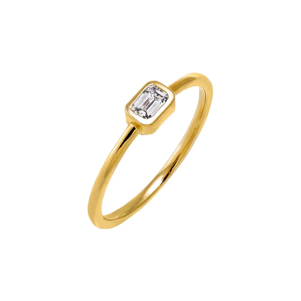 Diamond Emerald Bezel Ring 14K sold by Adina Eden's