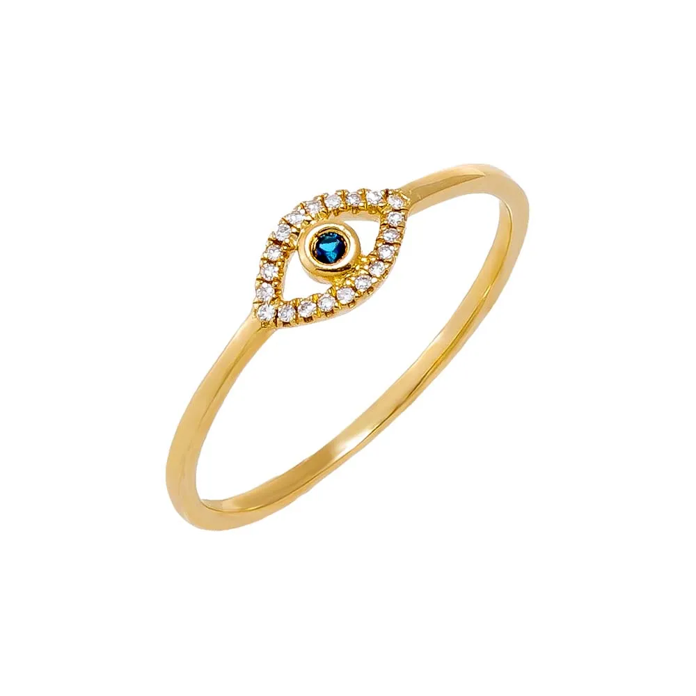 Diamond Pave Colored Evil Eye Ring 14K sold by Adina Eden's