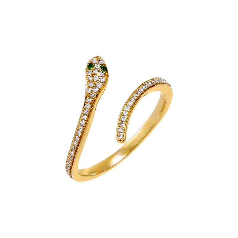Diamond Pave Colored Eye Snake Ring 14K sold by Adina Eden's