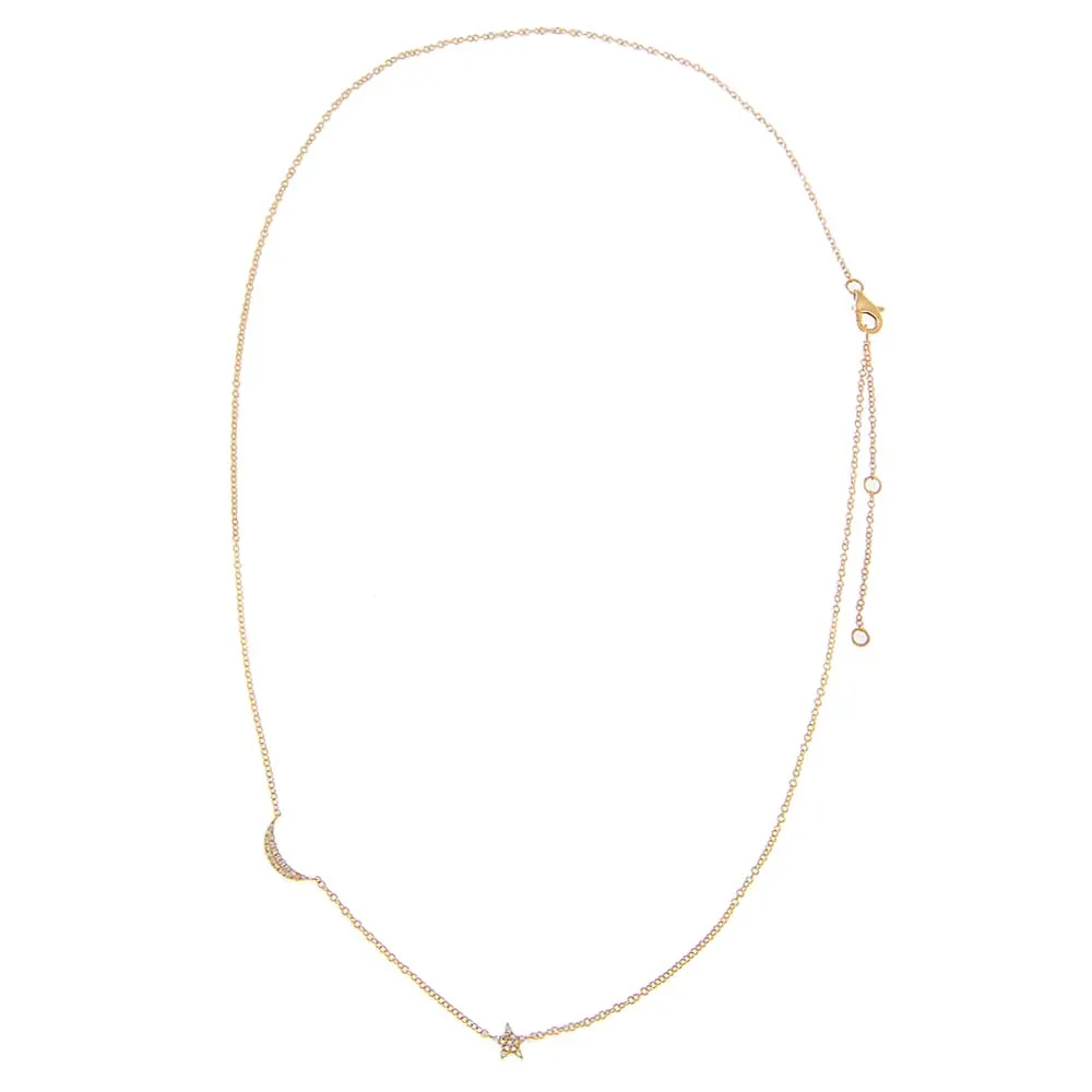 Diamond Pave Star & Moon Necklace 14K sold by Adina Eden's product image thumbnail 2