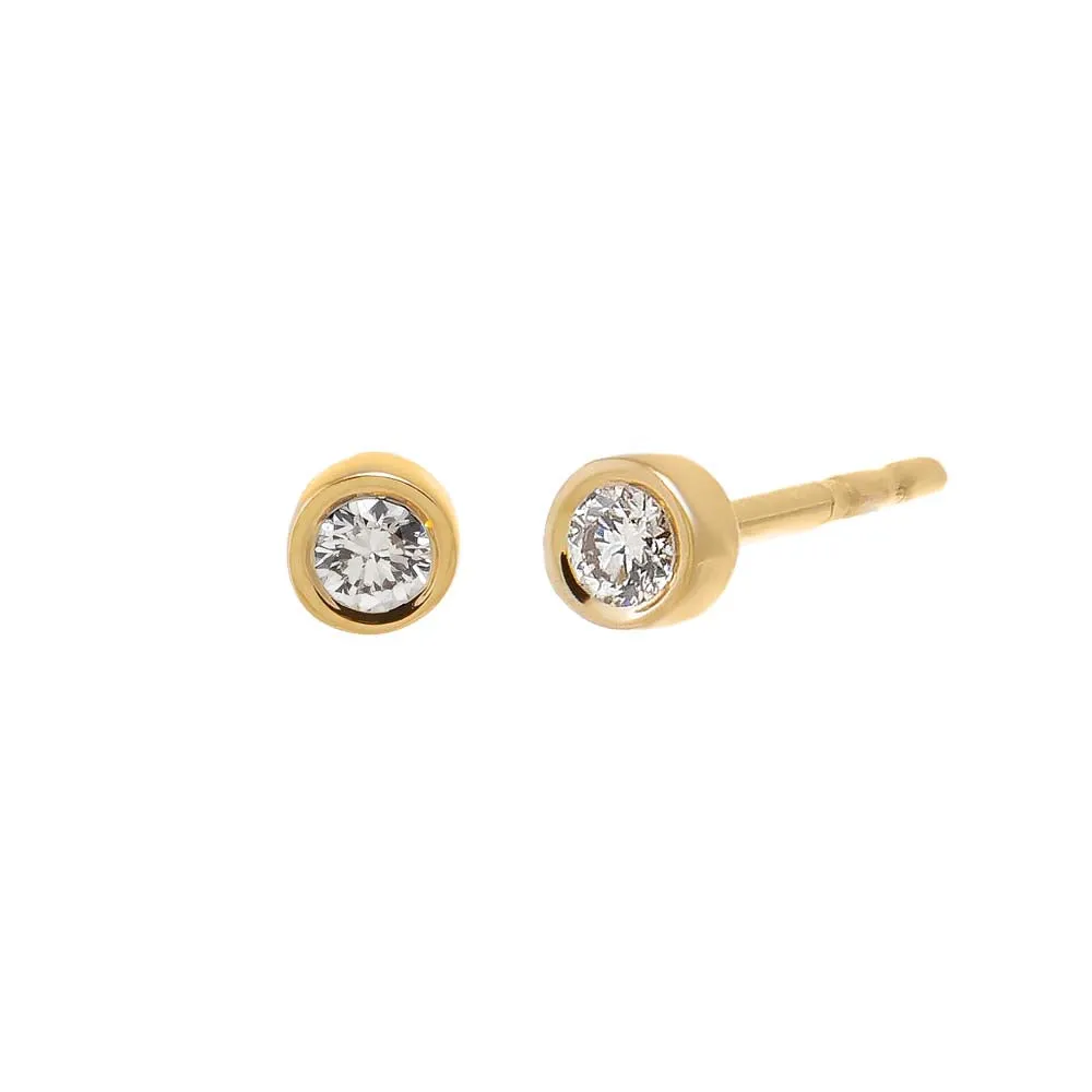 Mini Diamond Solitaire Bezel Stud Earring 14K sold by Adina Eden's
