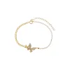 Diamond Pave Double Butterfly & Pearl Chain Bracelet 14K sold by Adina Eden's