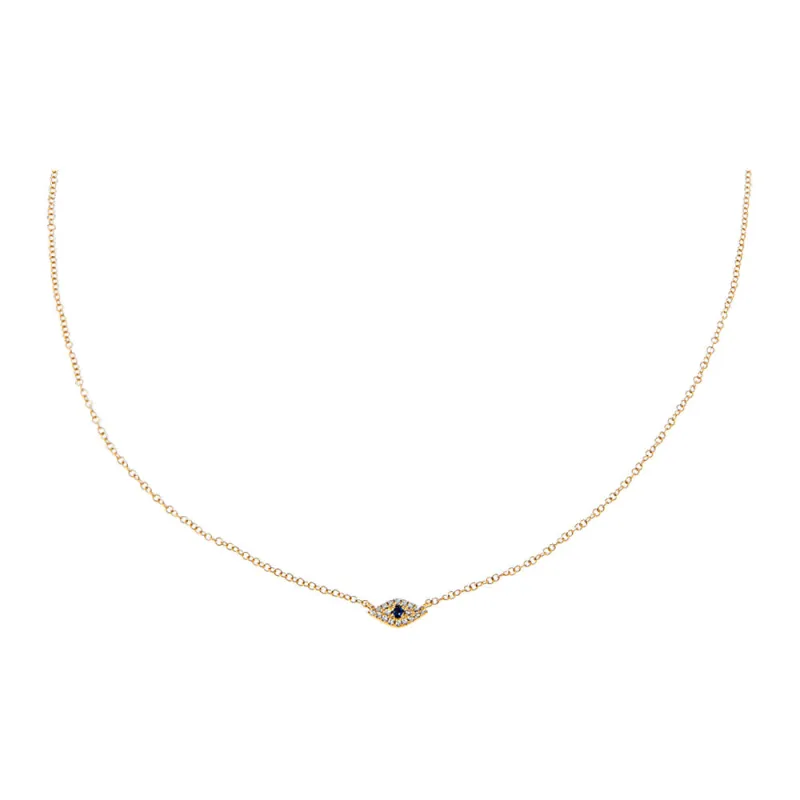 Diamond Pave & Sapphire Blue Evil Eye Choker 14K sold by Adina Eden's
