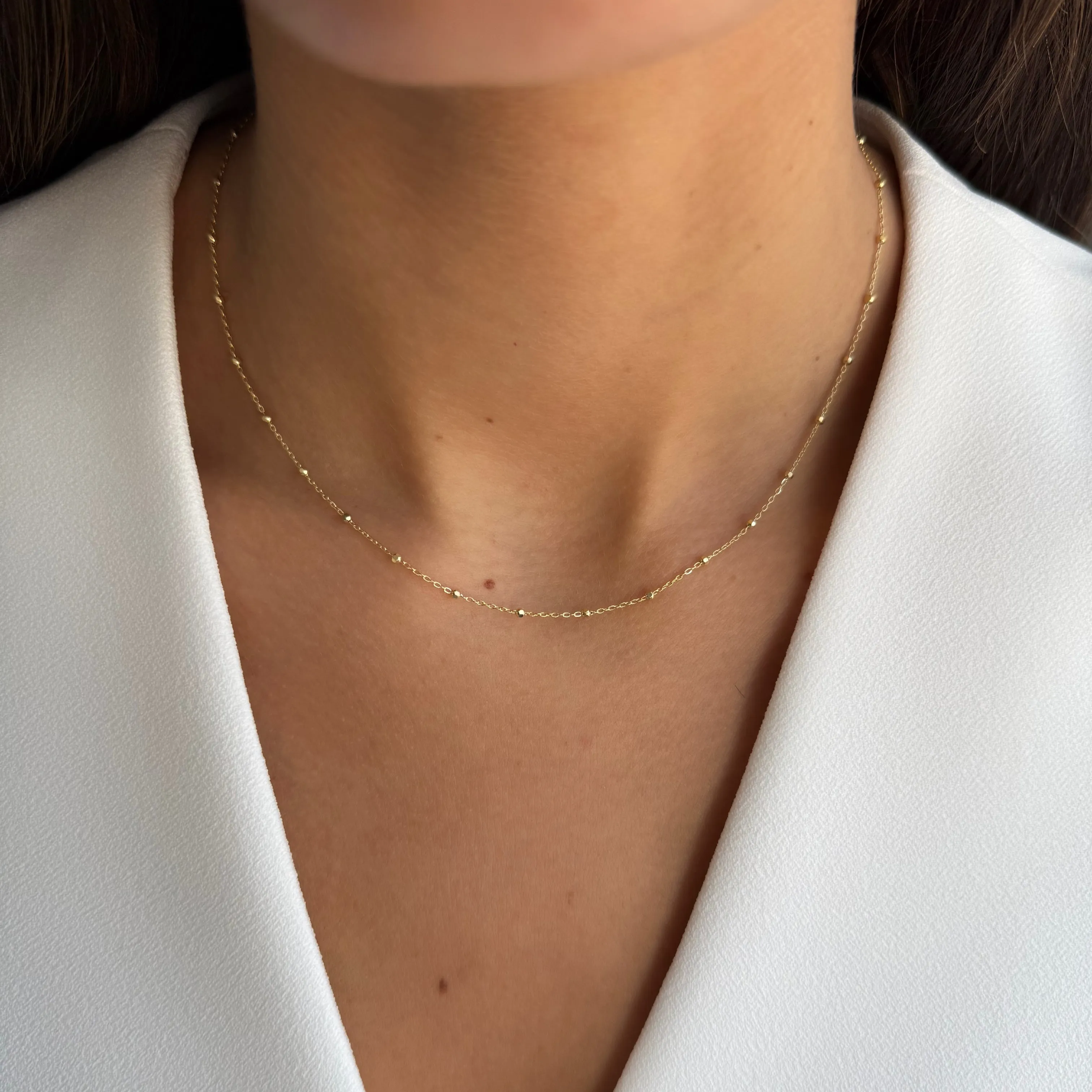 Dainty Ball Chain Necklace 14K sold by Adina Eden's product image thumbnail 2