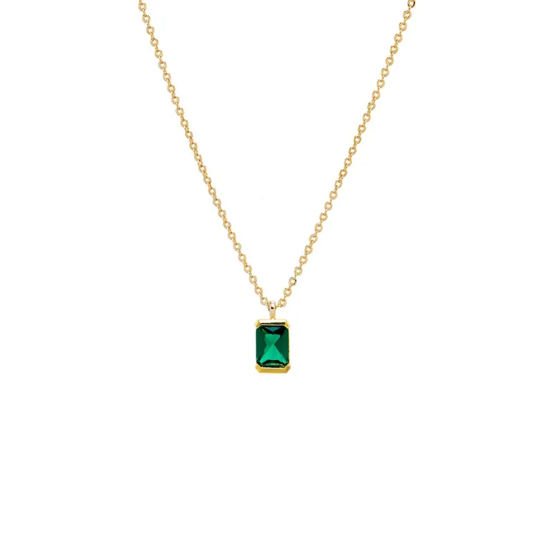 Colored CZ Baguette Pendant Necklace sold by Adina Eden's