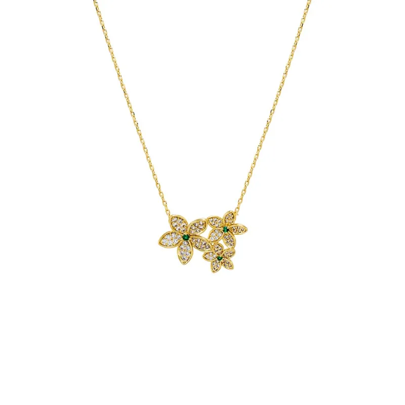 Pave Multi Flower Pendant Necklace sold by Adina Eden's
