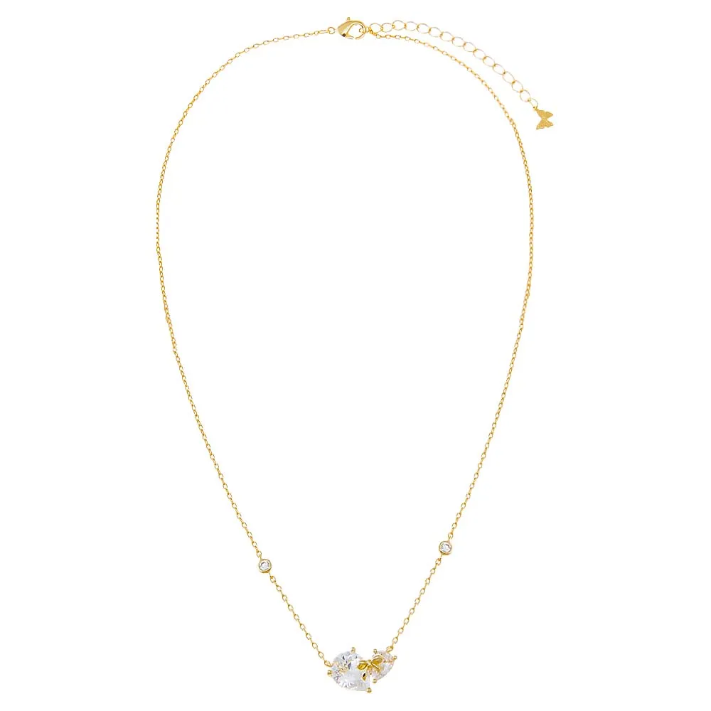 Double Teardrop W/ Bow Motif Pendant Necklace sold by Adina Eden's product image thumbnail 2