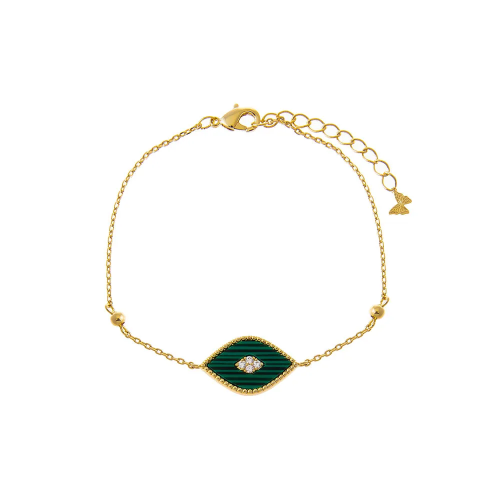 Evil Eye Colored Stone Charm Bracelet sold by Adina Eden's