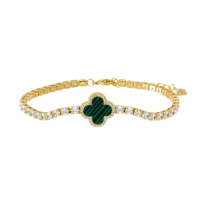 Four Leaf Colored Stone Clover Tennis Bracelet sold by Adina Eden's