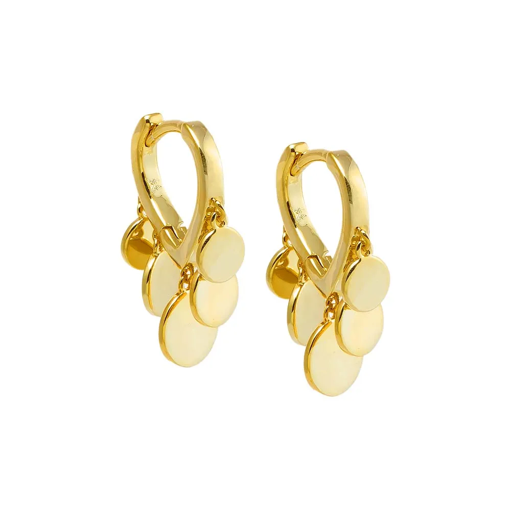 Graduated Dangling Solid Discs Huggie Earring sold by Adina Eden's