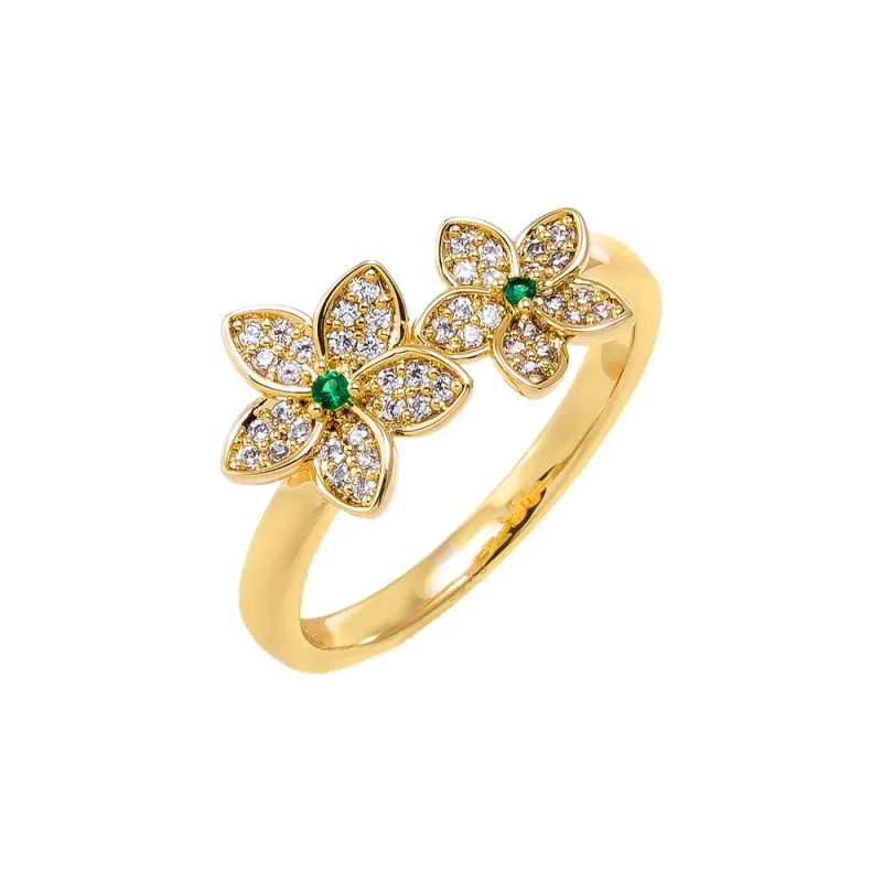 Pave Double Flower Ring sold by Adina Eden's