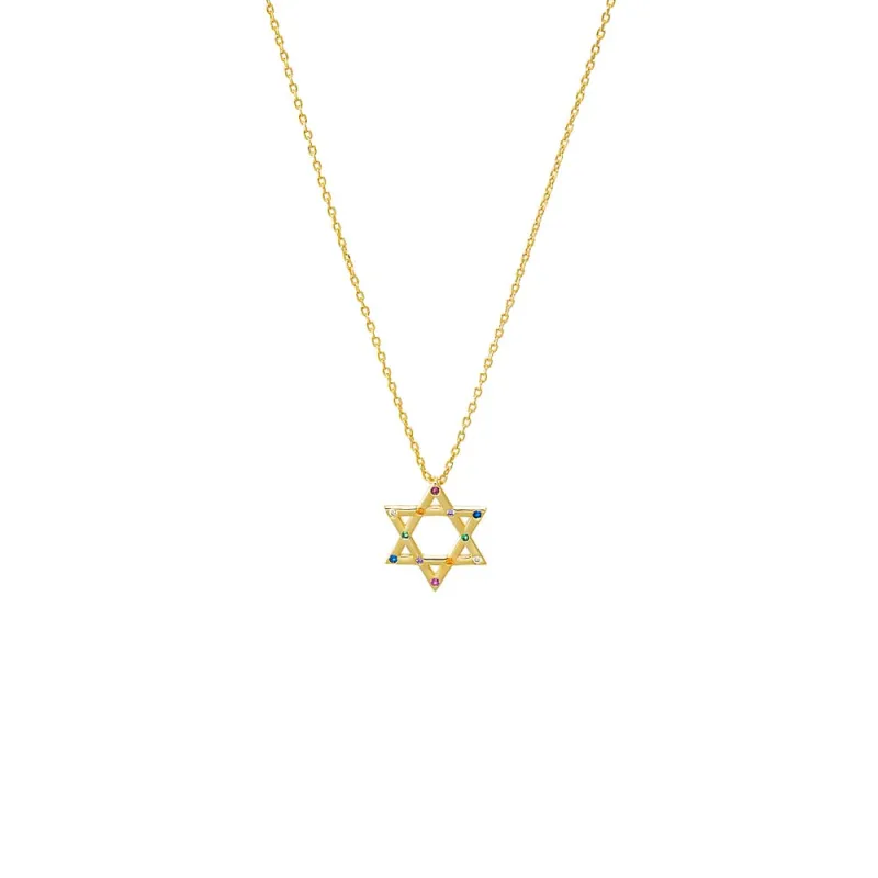 Multi Colored Star Of David Pendant Necklace sold by Adina Eden's