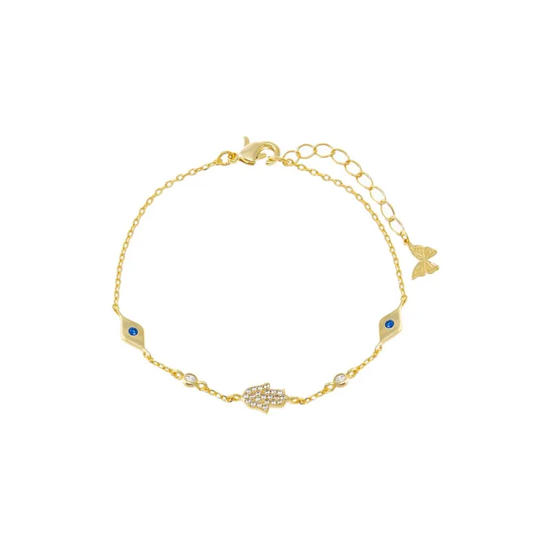 Colored Evil Eye & Hamsa Charm Bracelet sold by Adina Eden's