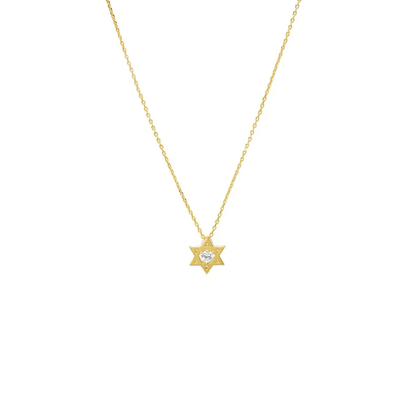 Heart CZ Star Of David Pendant Necklace sold by Adina Eden's
