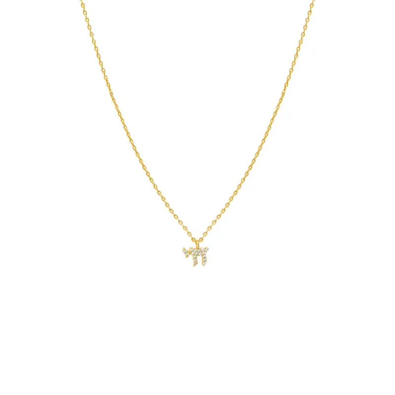 Mini Pave Chai Pendant Necklace sold by Adina Eden's