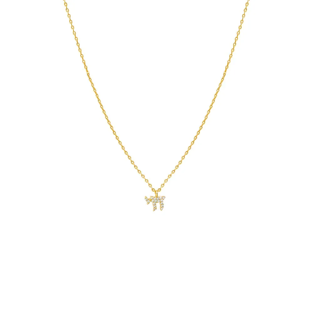 Mini Pave Chai Pendant Necklace sold by Adina Eden's