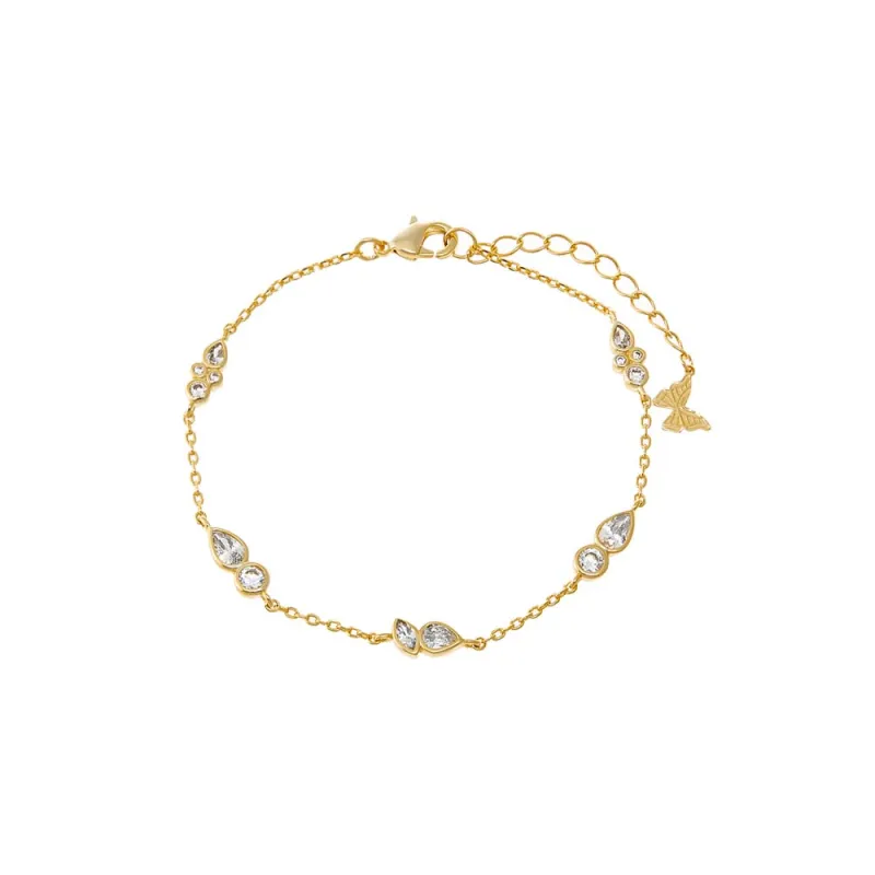 Multi Double CZ Bezel Charm Bracelet sold by Adina Eden's
