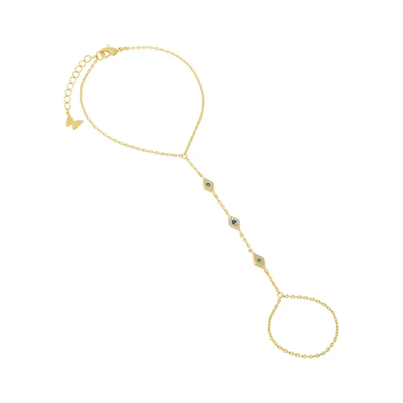 Colored Multi Evil Eye Hand Chain Bracelet sold by Adina Eden's