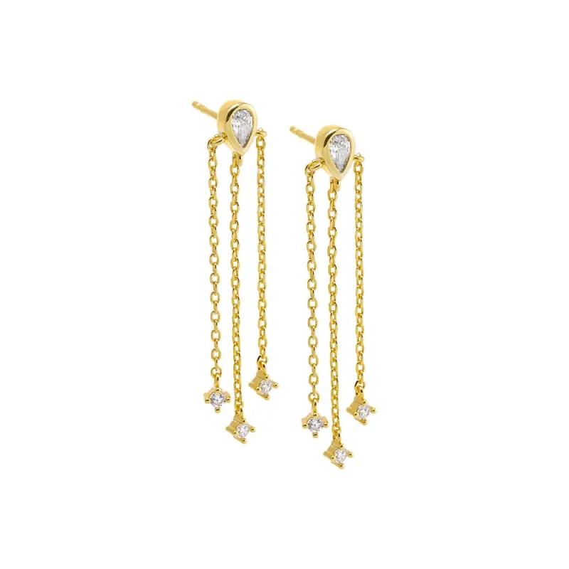 CZ Fringe Drop Stud Earring sold by Adina Eden's