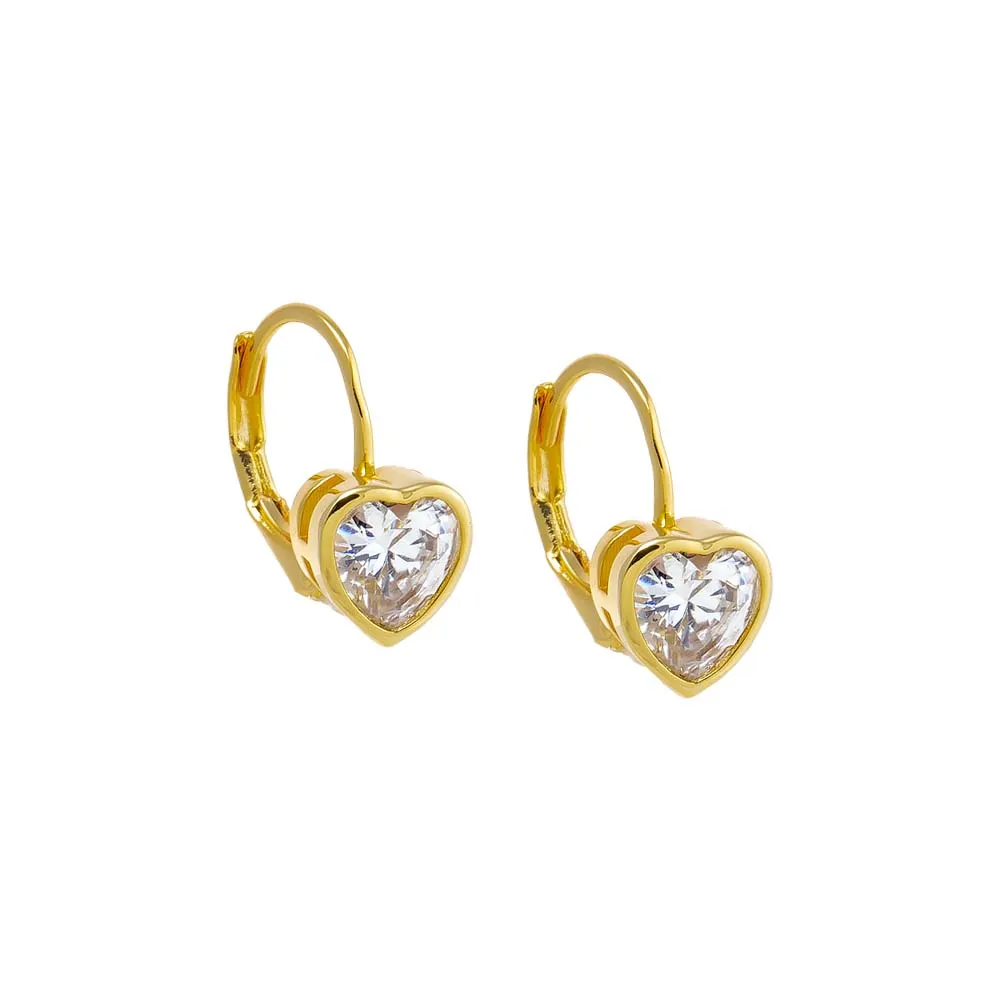 CZ Bezel Heart Baguette Huggie Earring sold by Adina Eden's
