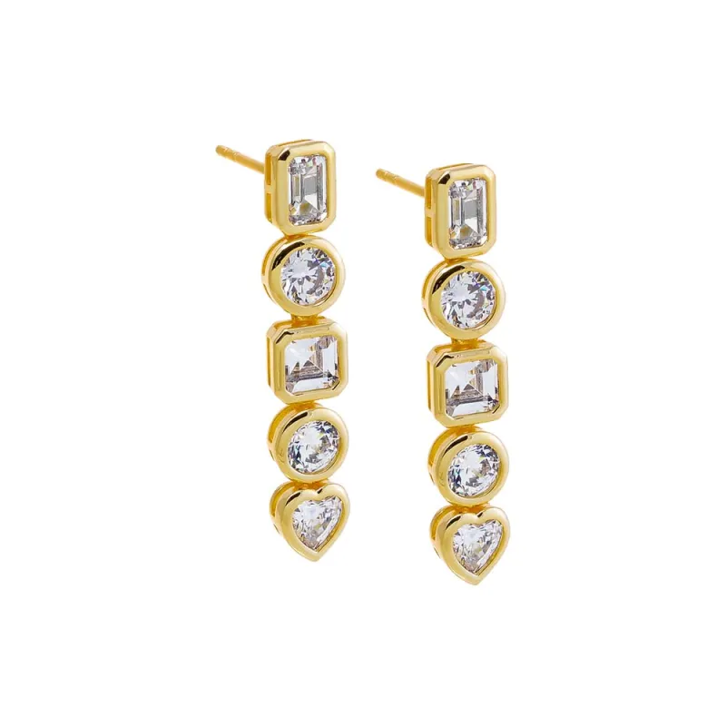 CZ Multi Shape Bezel Drop Stud Earring sold by Adina Eden's
