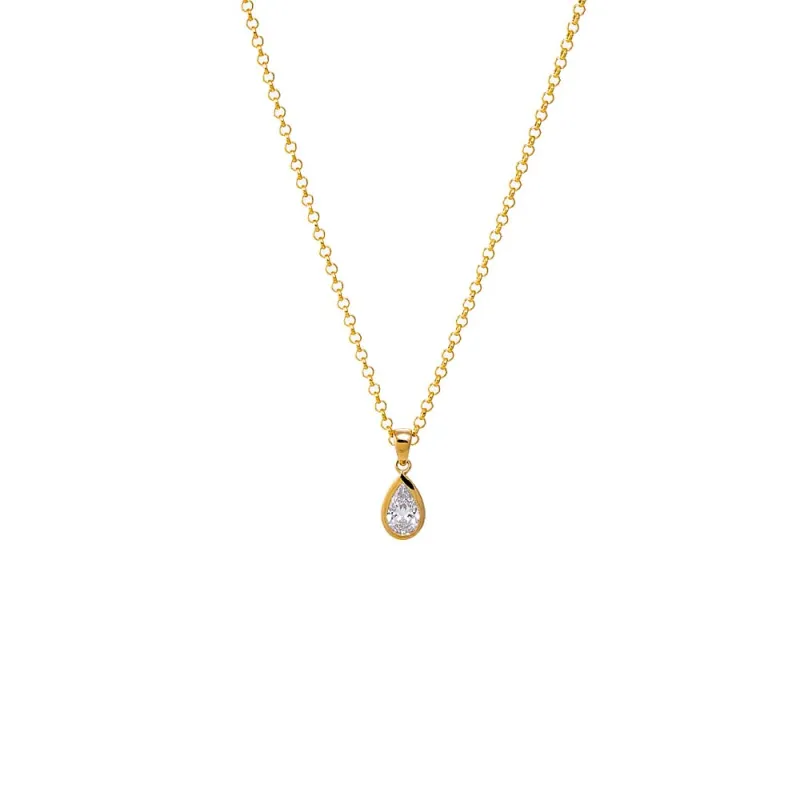Lab Grown Diamond Pear Bezel Charm Necklace 14K sold by Adina Eden's
