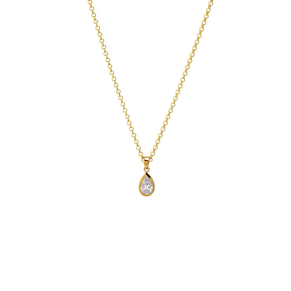 Lab Grown Diamond Pear Bezel Charm Necklace 14K sold by Adina Eden's